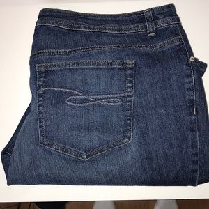 Plus size medium wash denim slim leg